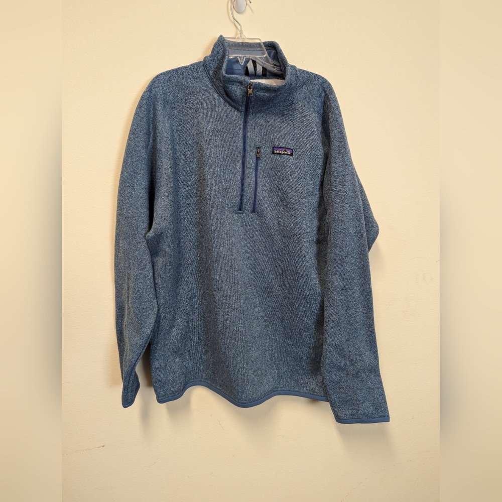 Patagonia Mens XXL Better Sweater Half Zip Blue Jacket Marking Inside Collar